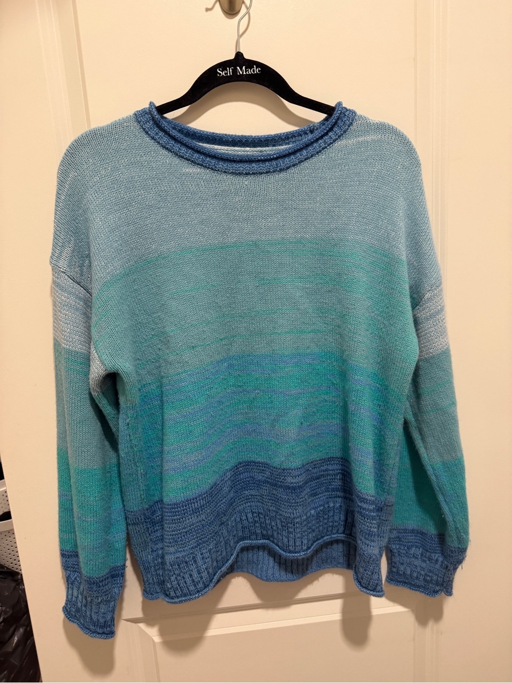 Self Made Ombre Blue & Teal Crewneck Sweater
